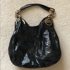 Michael Kors Black Patent Python Hobo